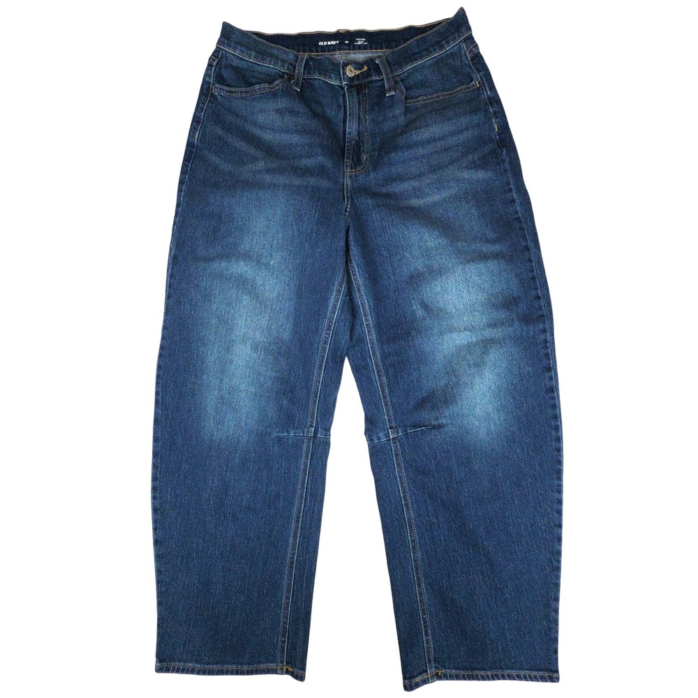 Old Navy Wow Barrel Leg Jeans Womens 10 Blue High Rise Denim Cotton Blend